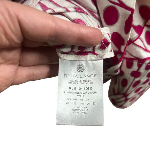 Quiet Luxury Statement Print Blazer Rena Lange Pink Ivory Cotton Size 16 - Picture 8 of 11